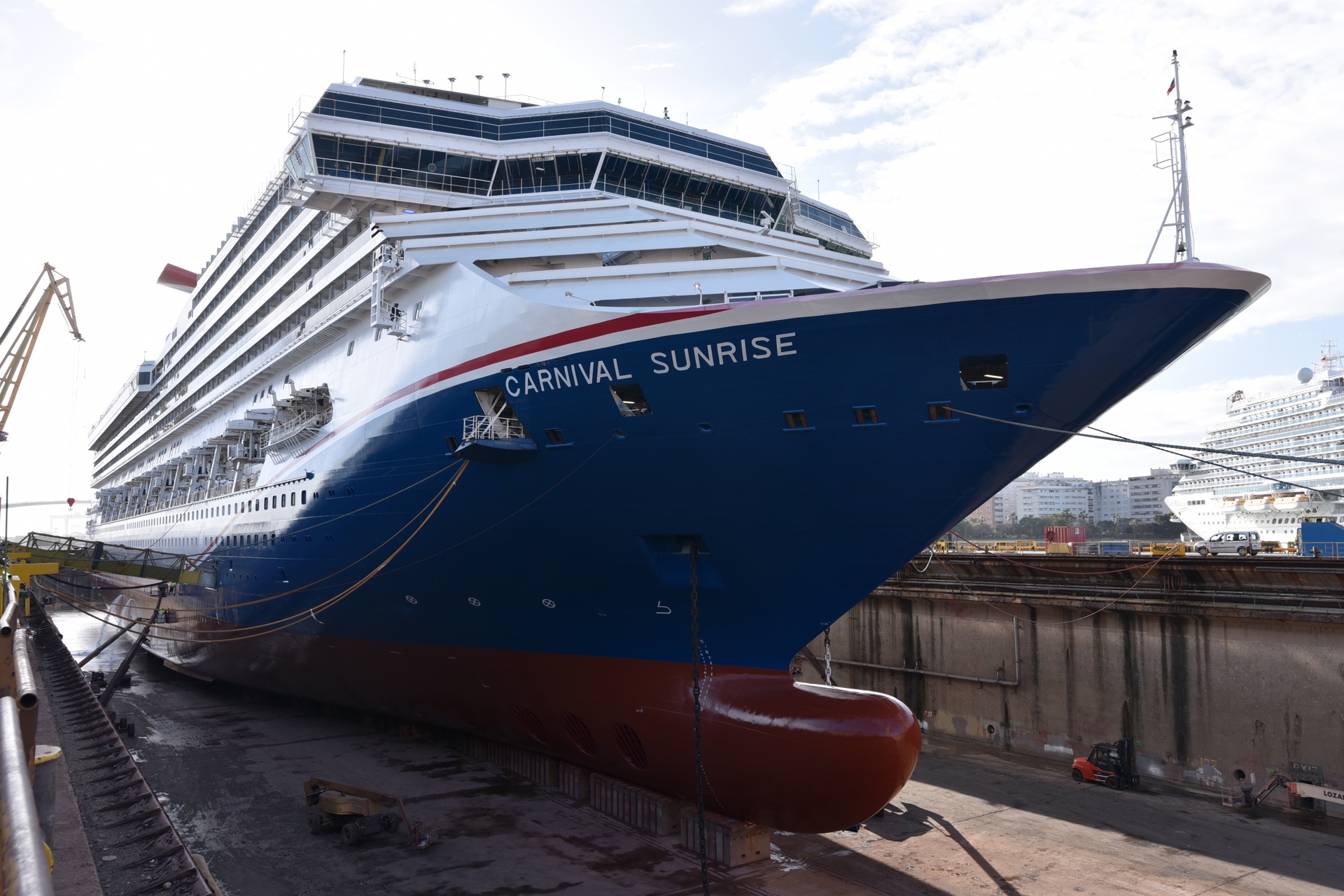 Carnival Sunrise completed a dry dock in Cadiz Spain