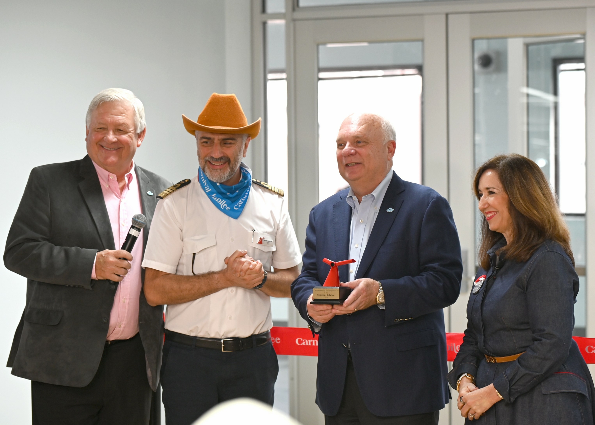 Galveston Port Director Rodger Rees and Chairman Vic Pierson presented with Carnival funnel